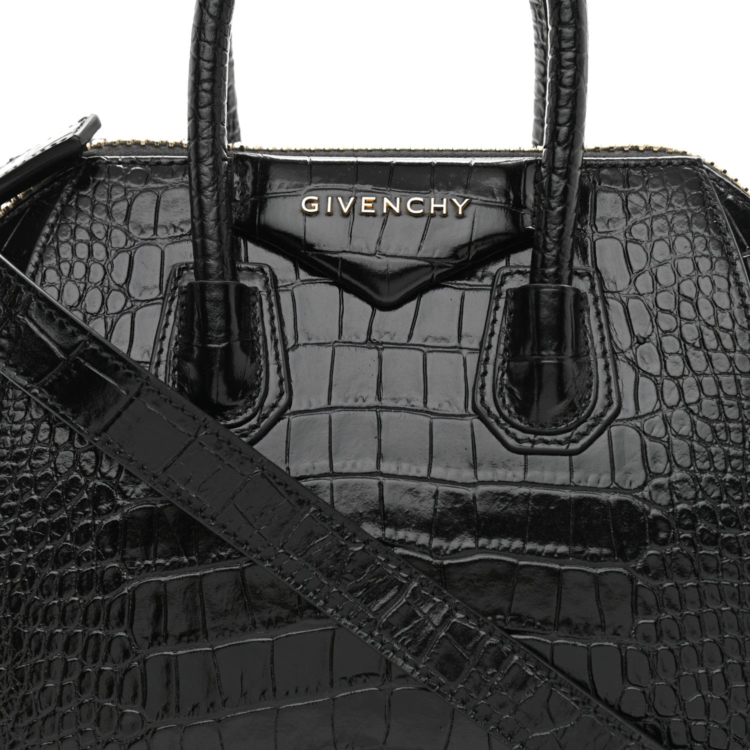 Givenchy Calfskin Crocodile Embossed Mini Antigona Black 8 of 11