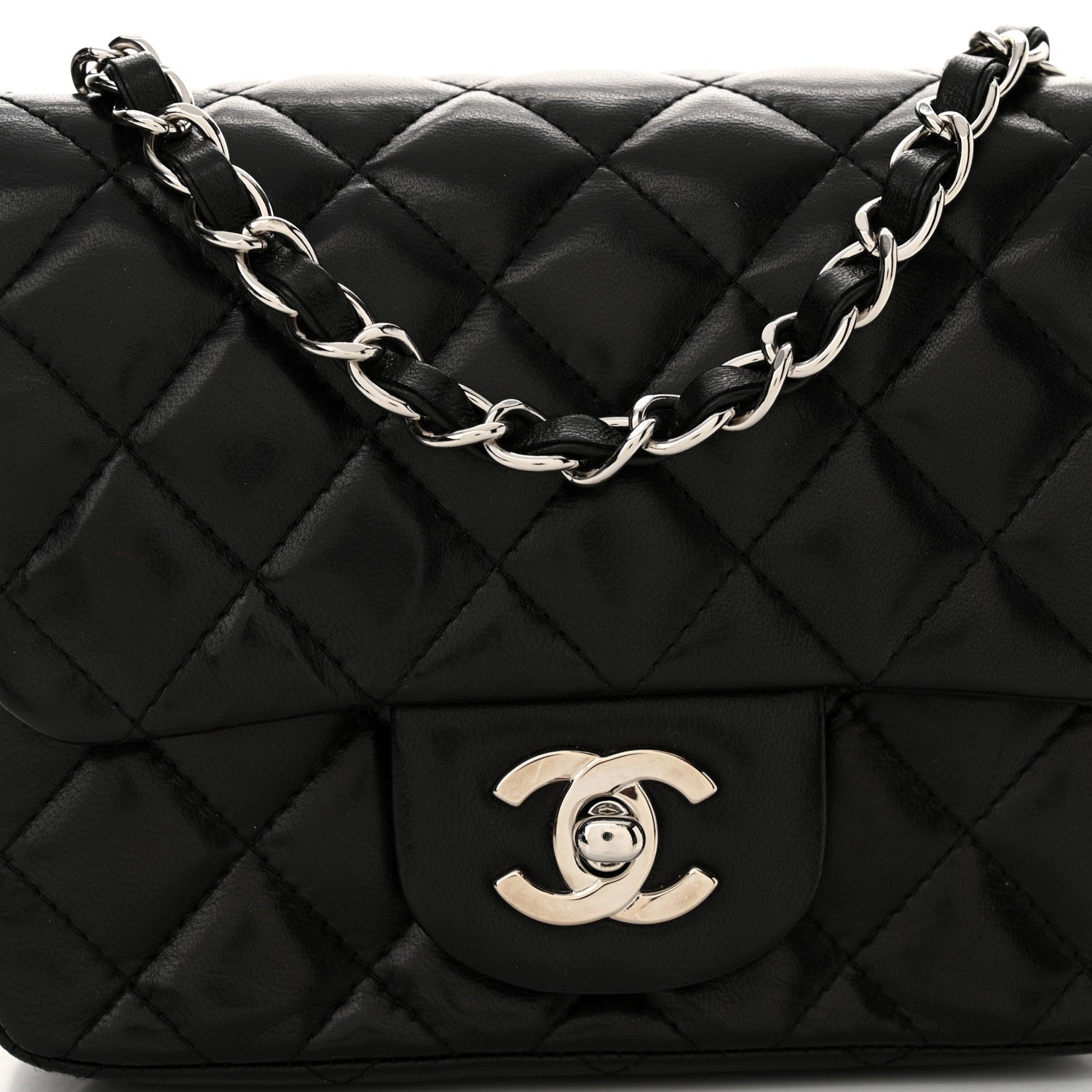 Chanel Lambskin Quilted Mini Square Flap Black 8 of 14