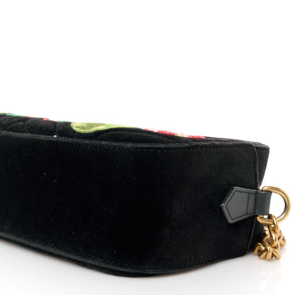 Gucci Velvet Matelasse Deer Embroidered Small GG Marmont Chain Shoulder Bag Black 10 of 10