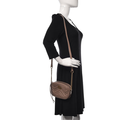Gucci Calfskin Matelasse Mini GG Marmont Chain Shoulder Bag Nude 2 of 11