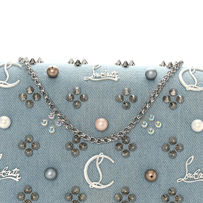 Christian Louboutin Denim Calfskin Patent Pearl Spikes Loubinthesky Paloma Clutch Paloma Blue 8 of 12