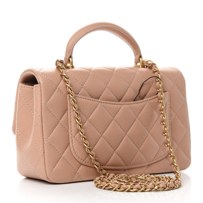 Chanel Lambskin Quilted Mini Top Handle Rectangular Flap Beige 3 of 11