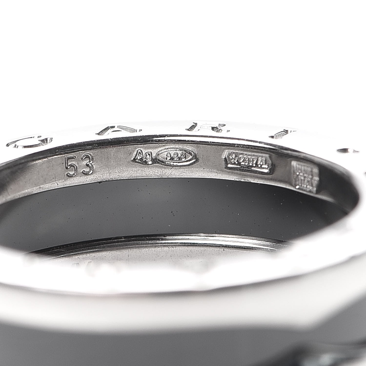 Bulgari Sterling Silver Ceramic Save The Children One-Band Ring 53 6.5 6 of 7