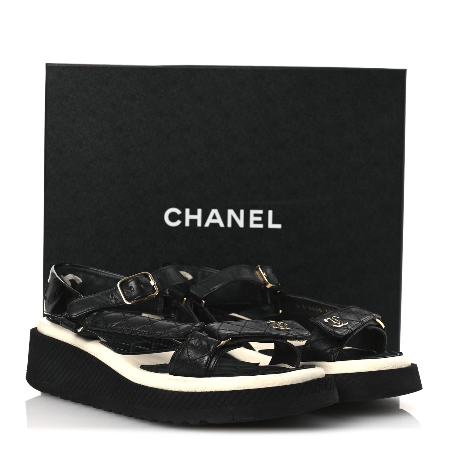Lambskin Patent Logo Platform Sandals 39 Black