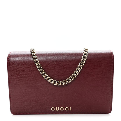 Gucci Textured Calfskin Script Logo Wallet On Chain Rosso Ancora 1 of 10