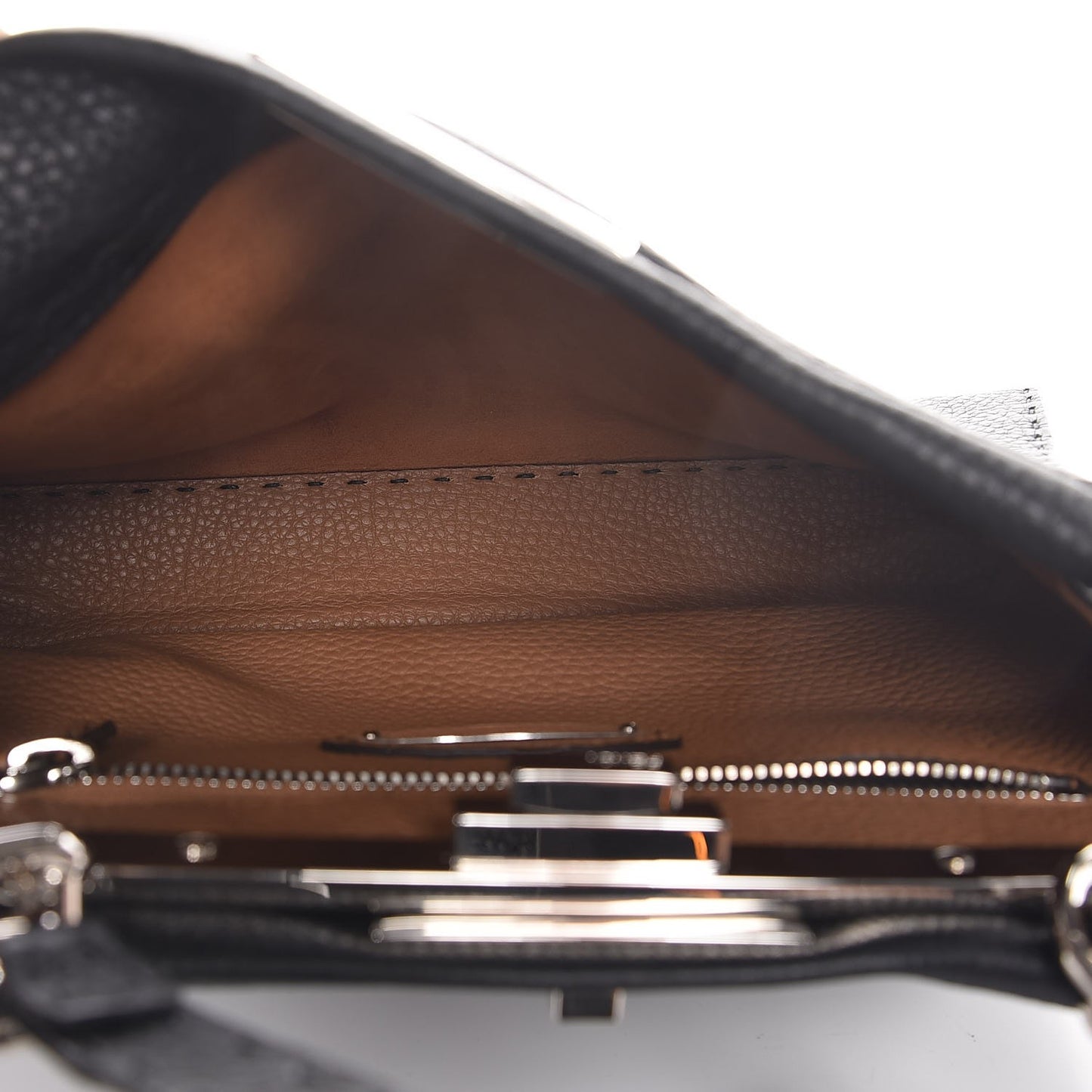 Cuoio Romano Selleria Bi-Color Medium Peekaboo Iconic Satchel Black Mou