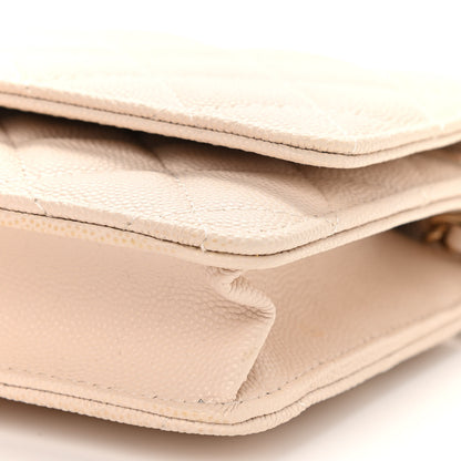 Chanel Caviar Quilted Wallet On Chain WOC Light Beige 10 of 11