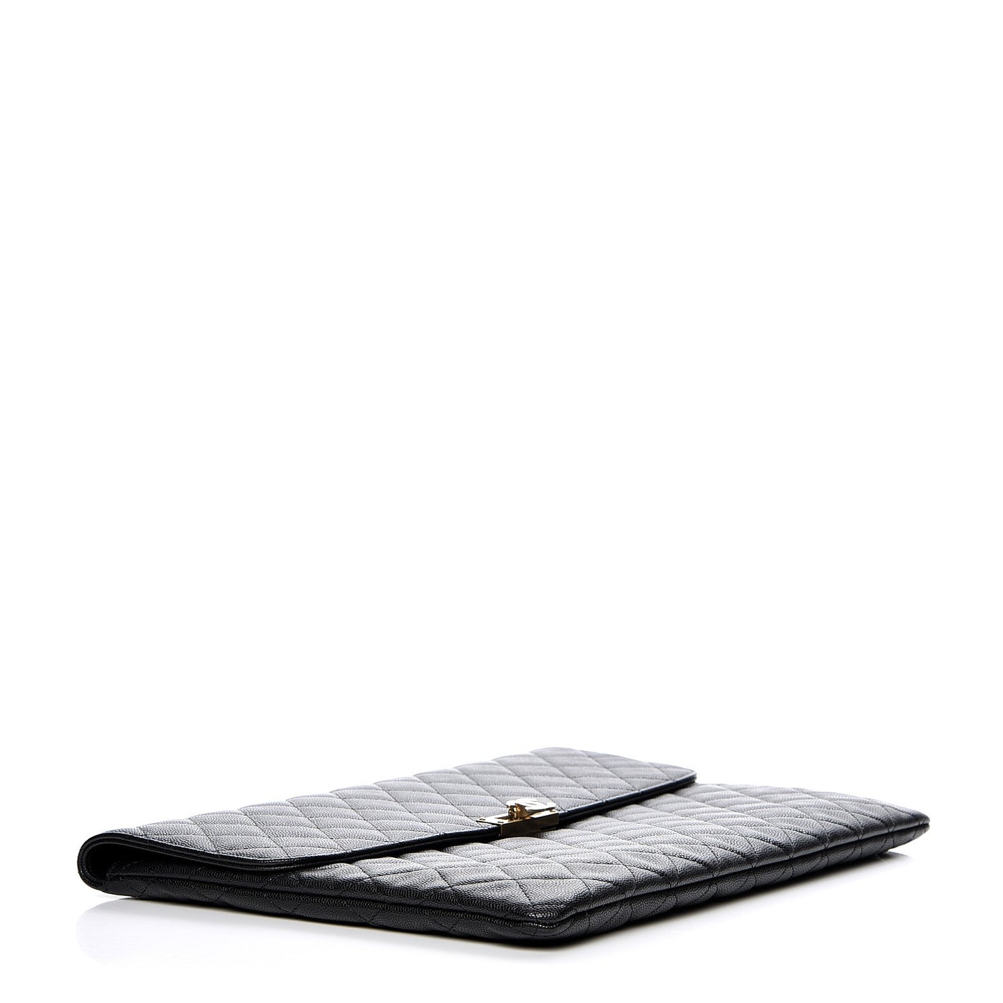 Caviar Quilted Large Golden Class Pouch Black