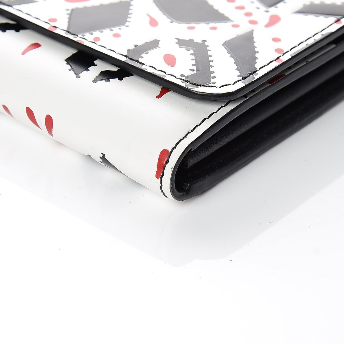 Calfskin Graphic Print Twist Wallet