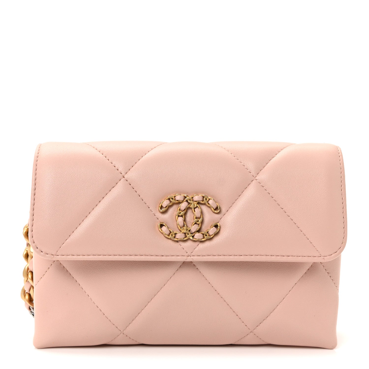 Chanel Lambskin Quilted Chanel 19 Flap Clutch Light Pink 1 of 9