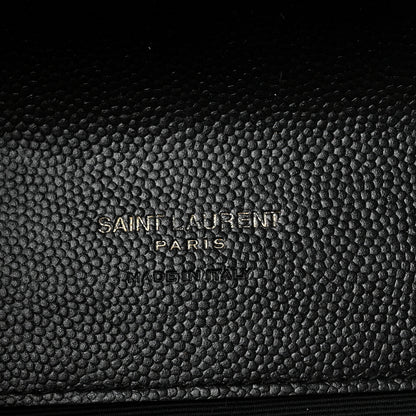Saint Laurent Grain De Poudre Matelasse Chevron Monogram Envelope Clutch Black 6 of 8