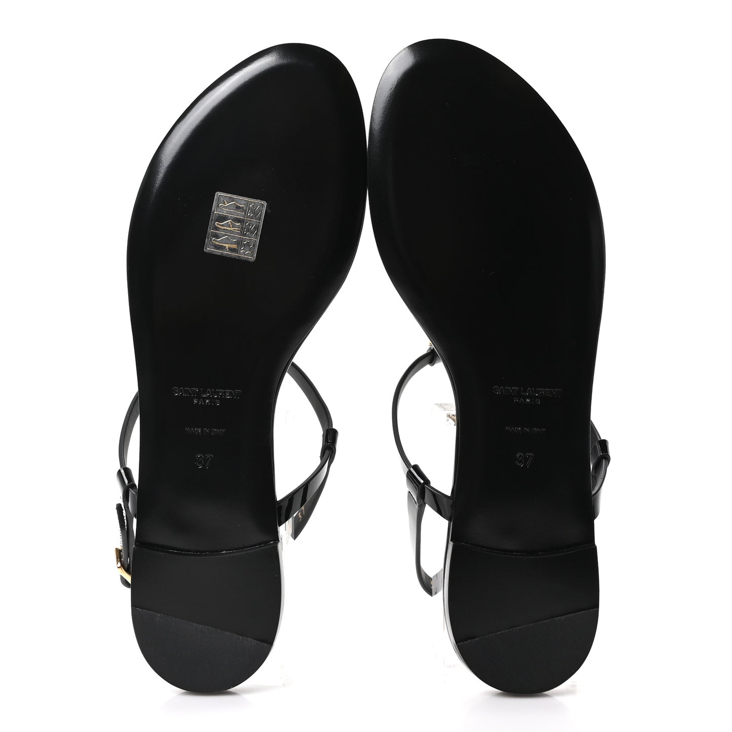 Patent Calfskin Cassandra Monogram Sandals 37 Black