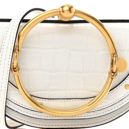Chloe Calfskin Crocodile Embossed Small Nile Bracelet Minaudiere Bag White 9 of 12