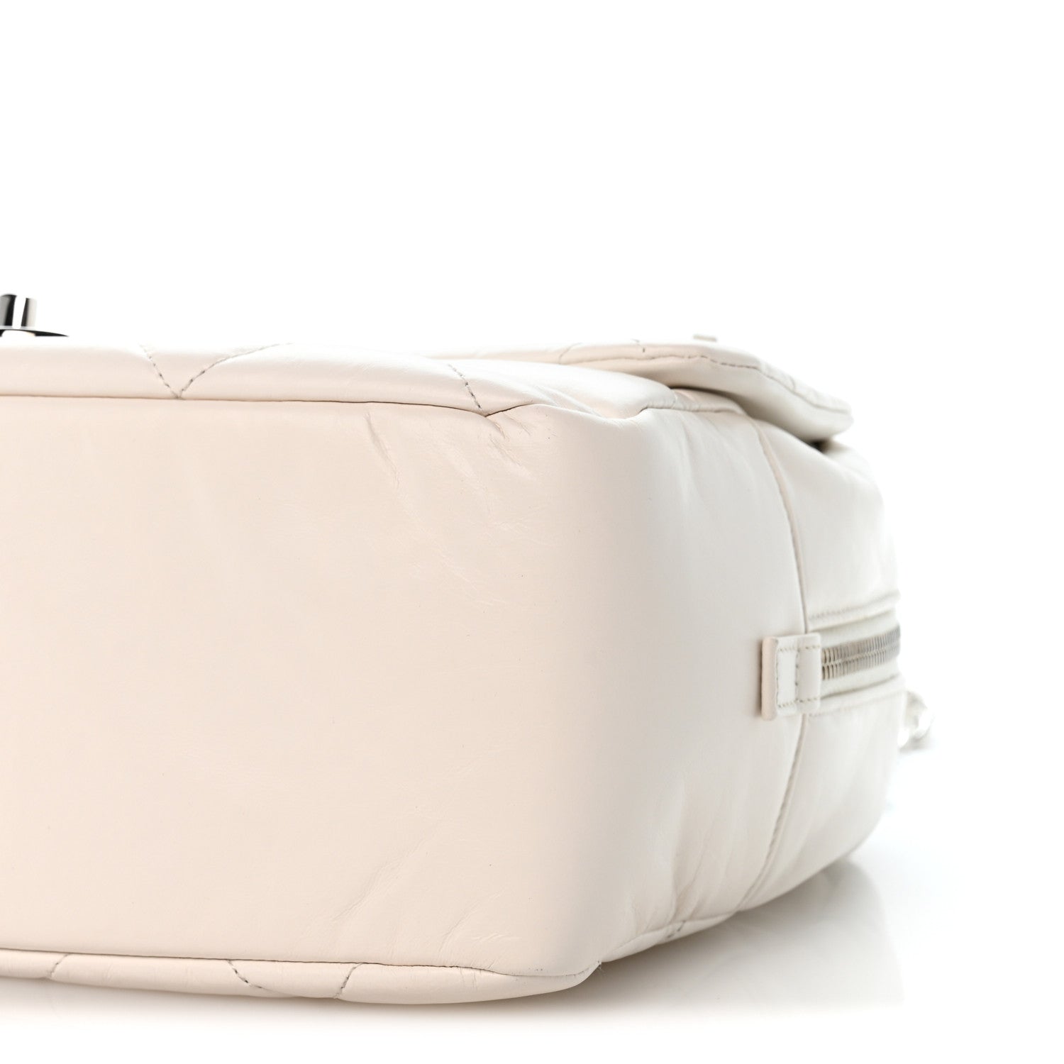 Chanel Aged Calfskin Quilted Small Express Bowling Bag White 9 of 12