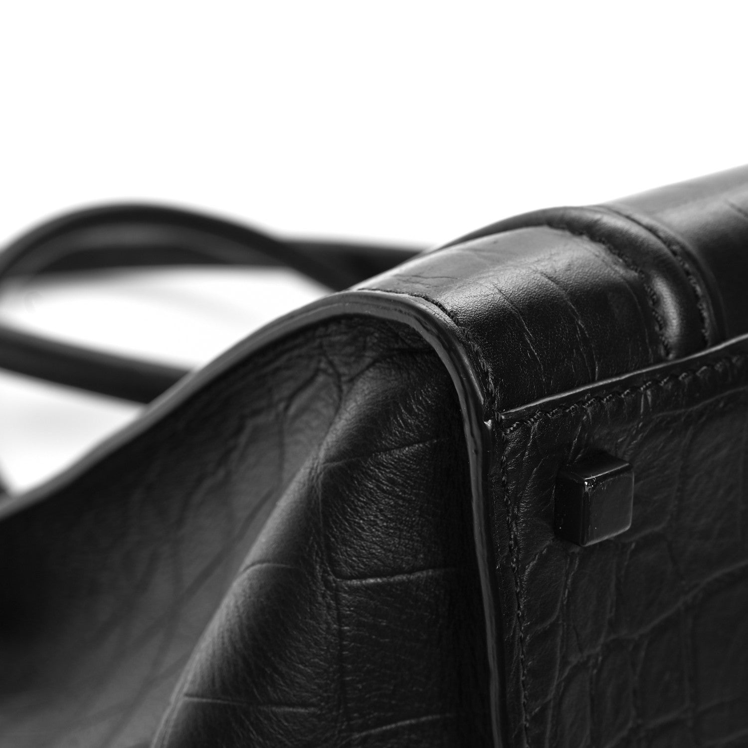 Celine Calfskin Crocodile Embossed Medium Phantom Luggage Black 11 of 13