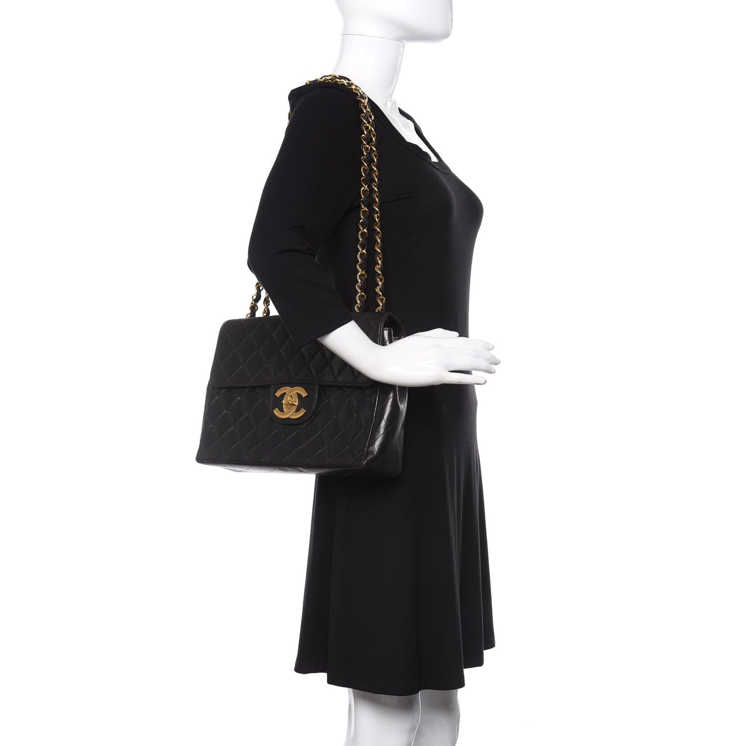 Chanel Lambskin Quilted Jumbo Single Flap Black 2 of 11