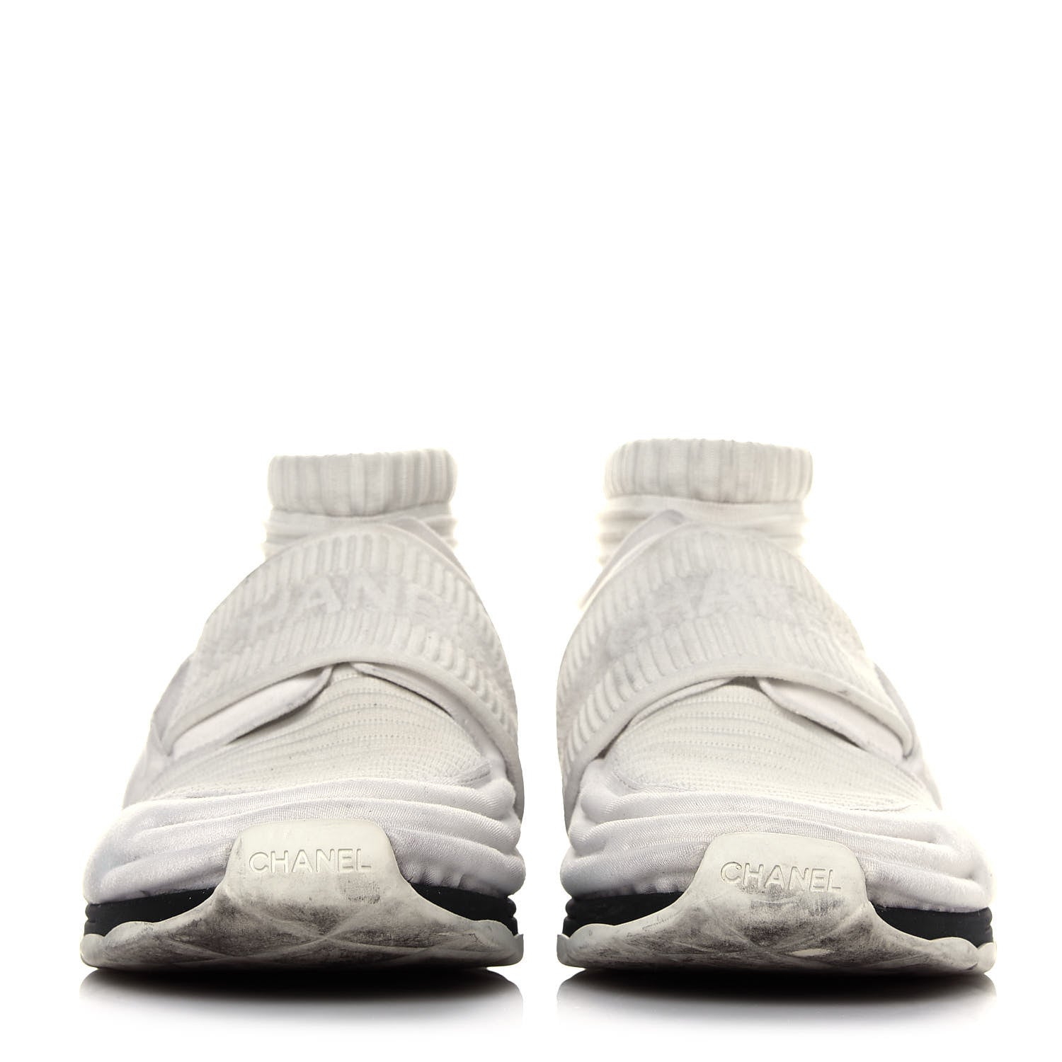 Chanel Stretch Fabric CC Sneakers 39.5 White 2 of 11
