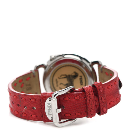 Fendi Stainless Steel Calfskin Diamond Mother of Pearl 37mm Selleria Quartz Watch Red 3 of 5