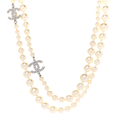Chanel Pearl Multistrand CC Long Necklace Pearly White 1 of 6