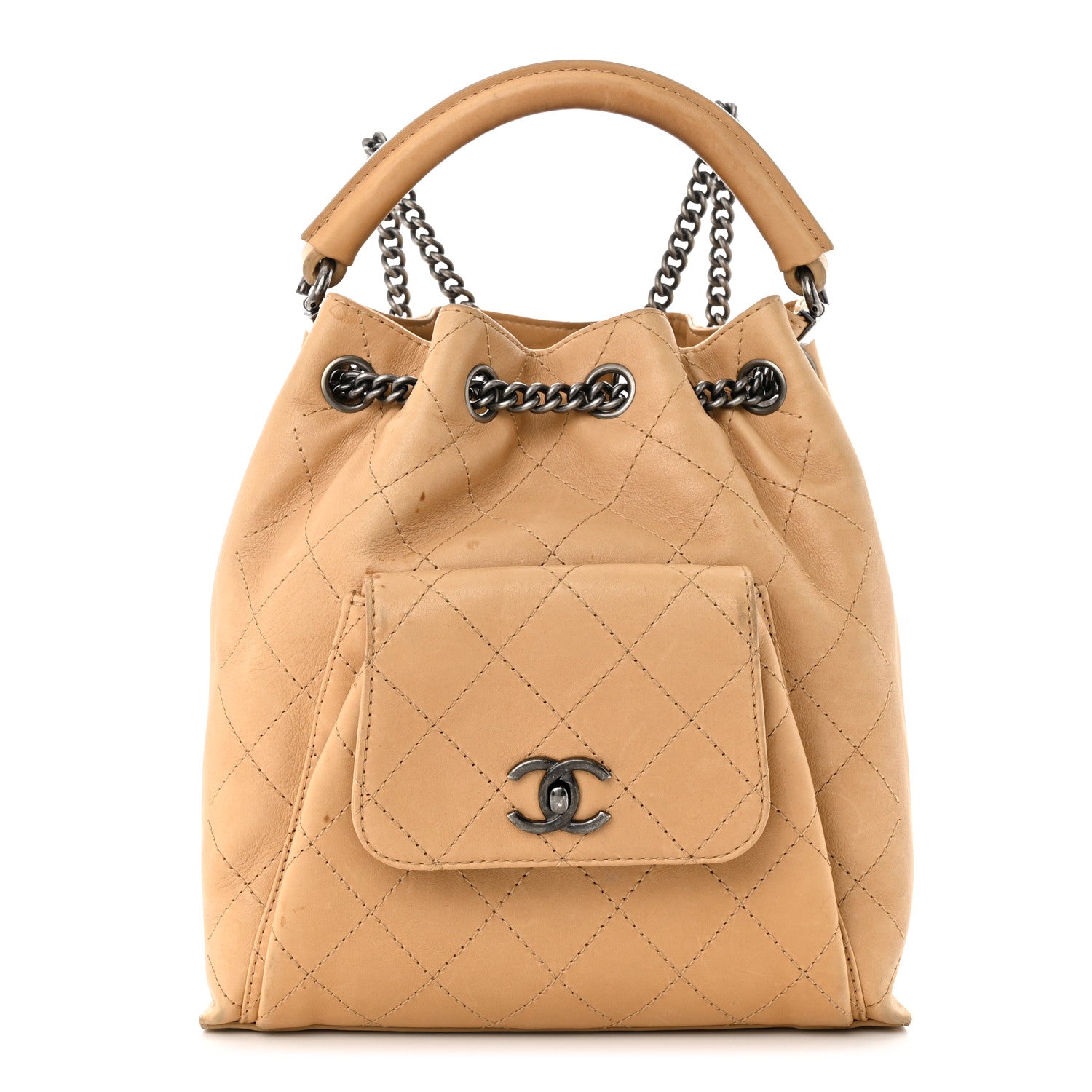 Chanel Calfskin Stitched Medium Urban Luxury Drawstring Backpack Beige 1 of 17