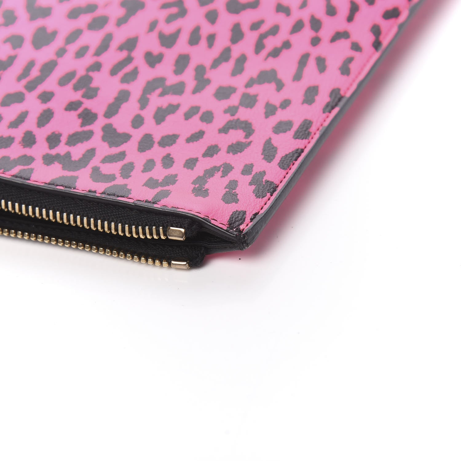 Saint Laurent Calfskin Baby Cat Print Medium Zip Clutch Hot Pink 14 of 14