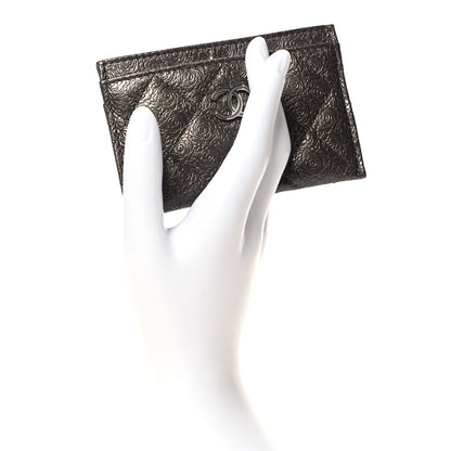Chanel Metallic Calfskin Camellia Embossed Quilted Card Holder Grey 2 of 9