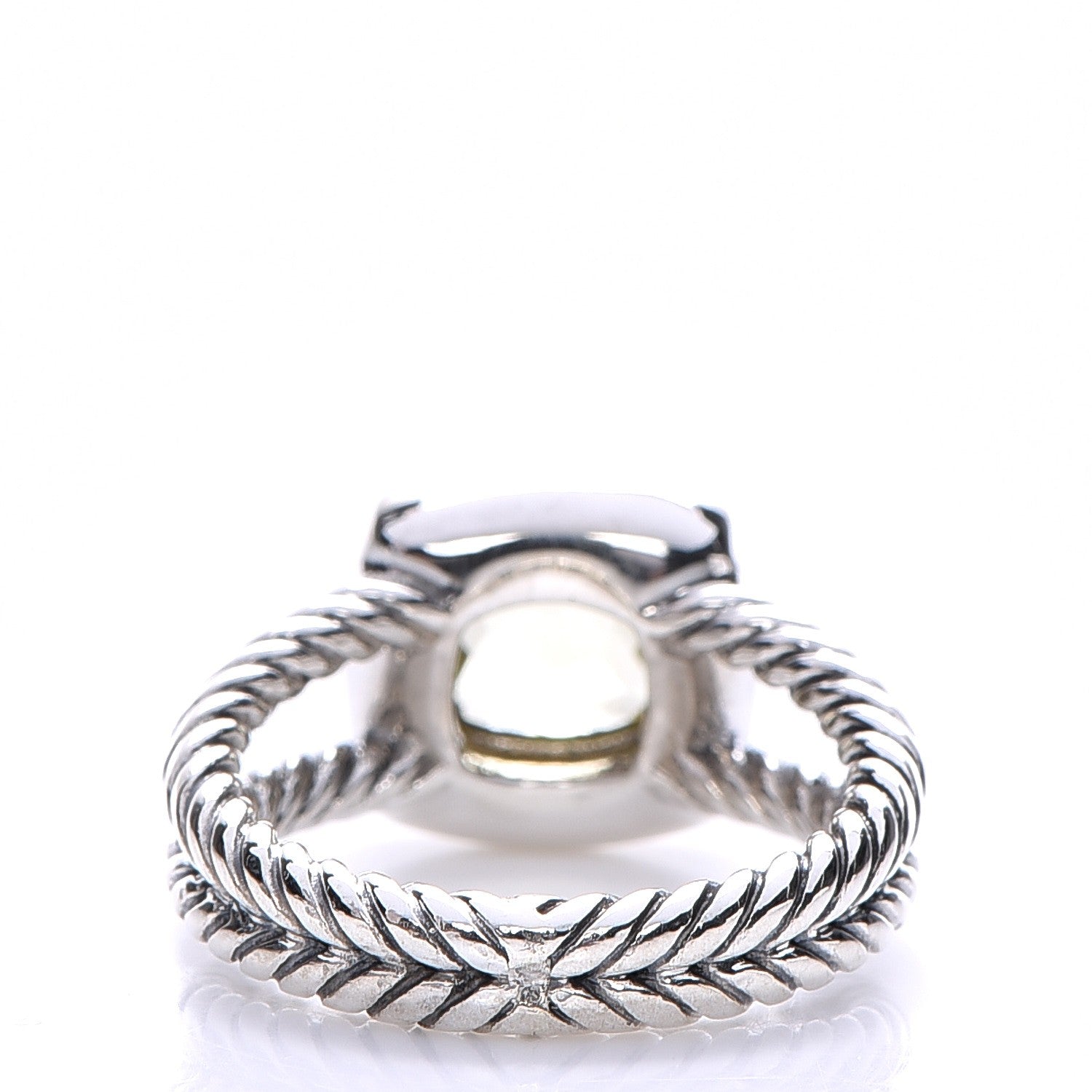 David Yurman Sterling Silver Diamond Prasiolite 7mm Petite Albion Ring 50 5.25 4 of 7