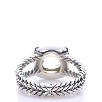 David Yurman Sterling Silver Diamond Prasiolite 7mm Petite Albion Ring 50 5.25 4 of 7
