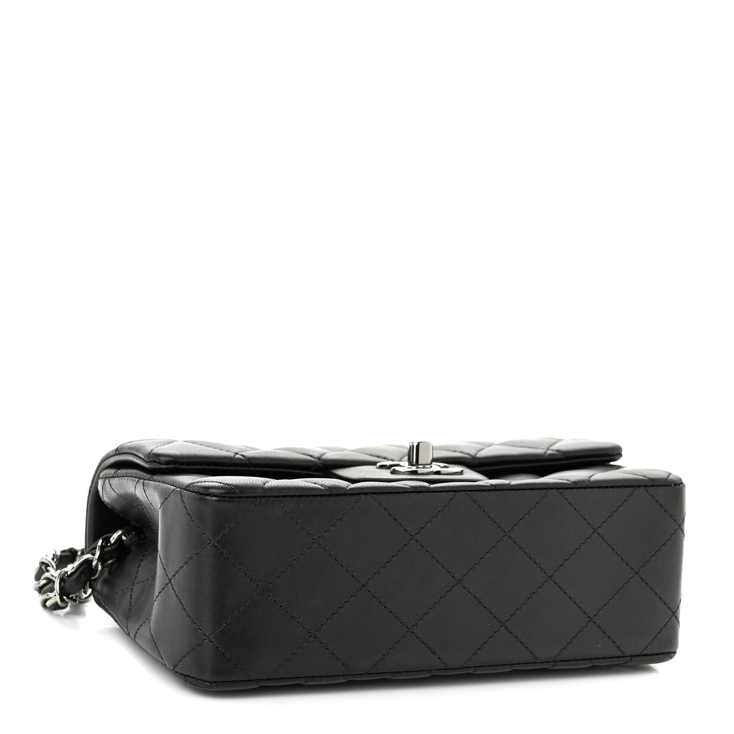 Lambskin Quilted Mini Rectangular Flap Black