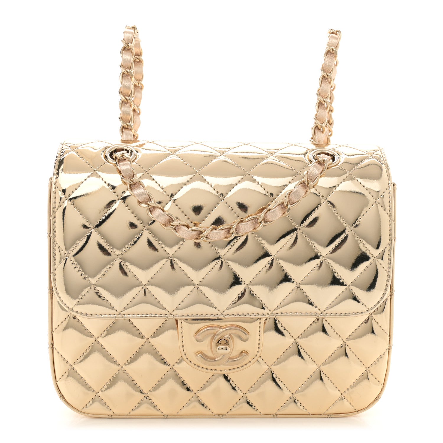 Chanel Mirror Calfskin Metallic Calfskin Quilted Hollywood Boulevard Backpack With Coin Purse Gold 1 of 12