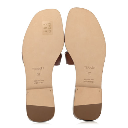 Hermes Box Calfskin Oran Sandals 37 Gold 4 of 4