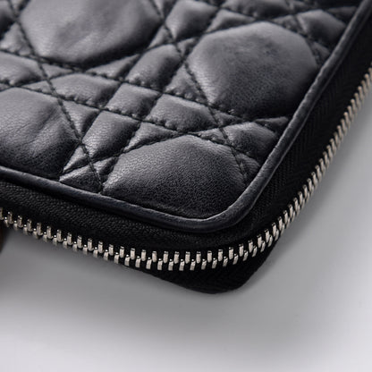Christian Dior Lambskin Cannage Lady Dior Zip Wallet Black 6 of 11