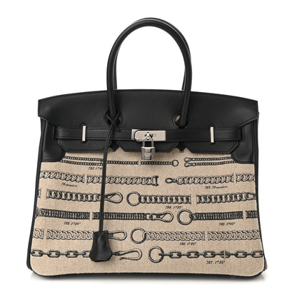 Hermes Swift Toile De Camp Dechainee Birkin 35 Black 1 of 11