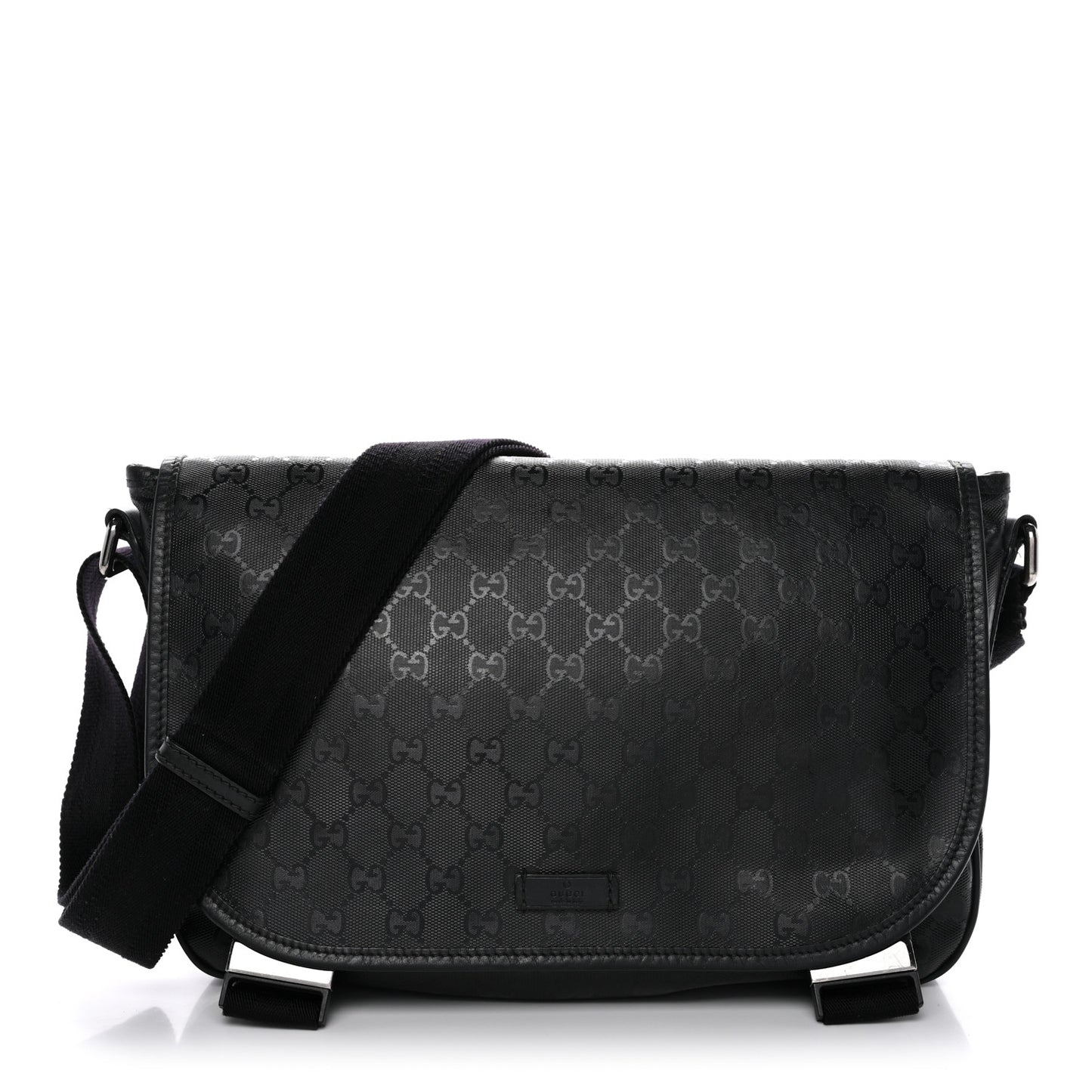 Imprime Monogram Medium Double Buckle Flap Messenger Bag Black