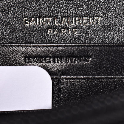 Saint Laurent Sequin Suede Monogram Chain Wallet Fuchsia Black 7 of 11