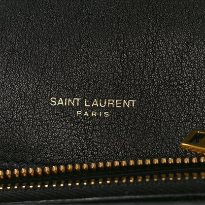 Saint Laurent Sheepskin Matelasse Chevron Monogram Medium College Bag Black 6 of 10
