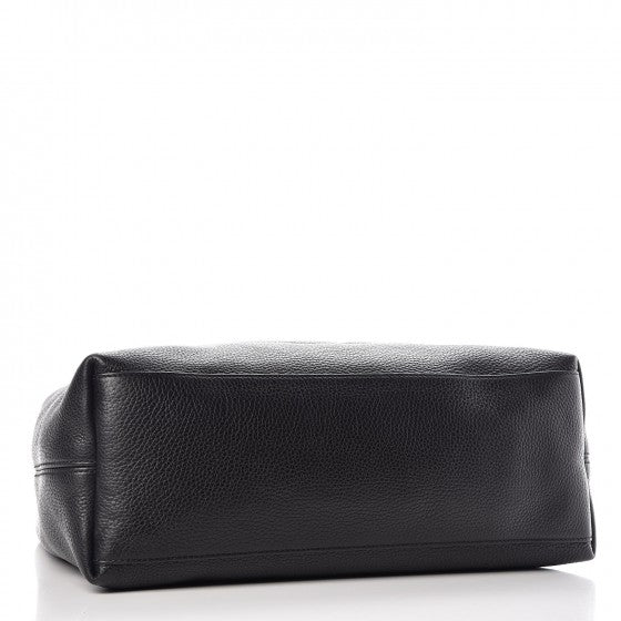 Pebbled Calfskin Medium Soho Chain Shoulder Bag Black