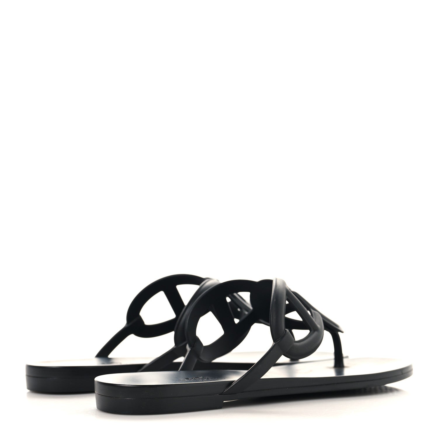 Hermes Rubber Womens Egerie Sandals 38 Black 5 of 10