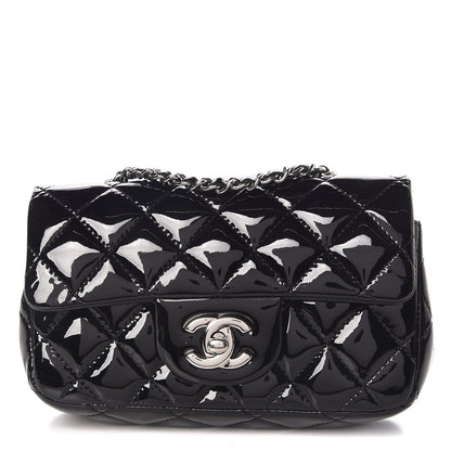 Chanel Patent Calfskin Quilted Extra Mini Rectangular Flap Black 1 of 9