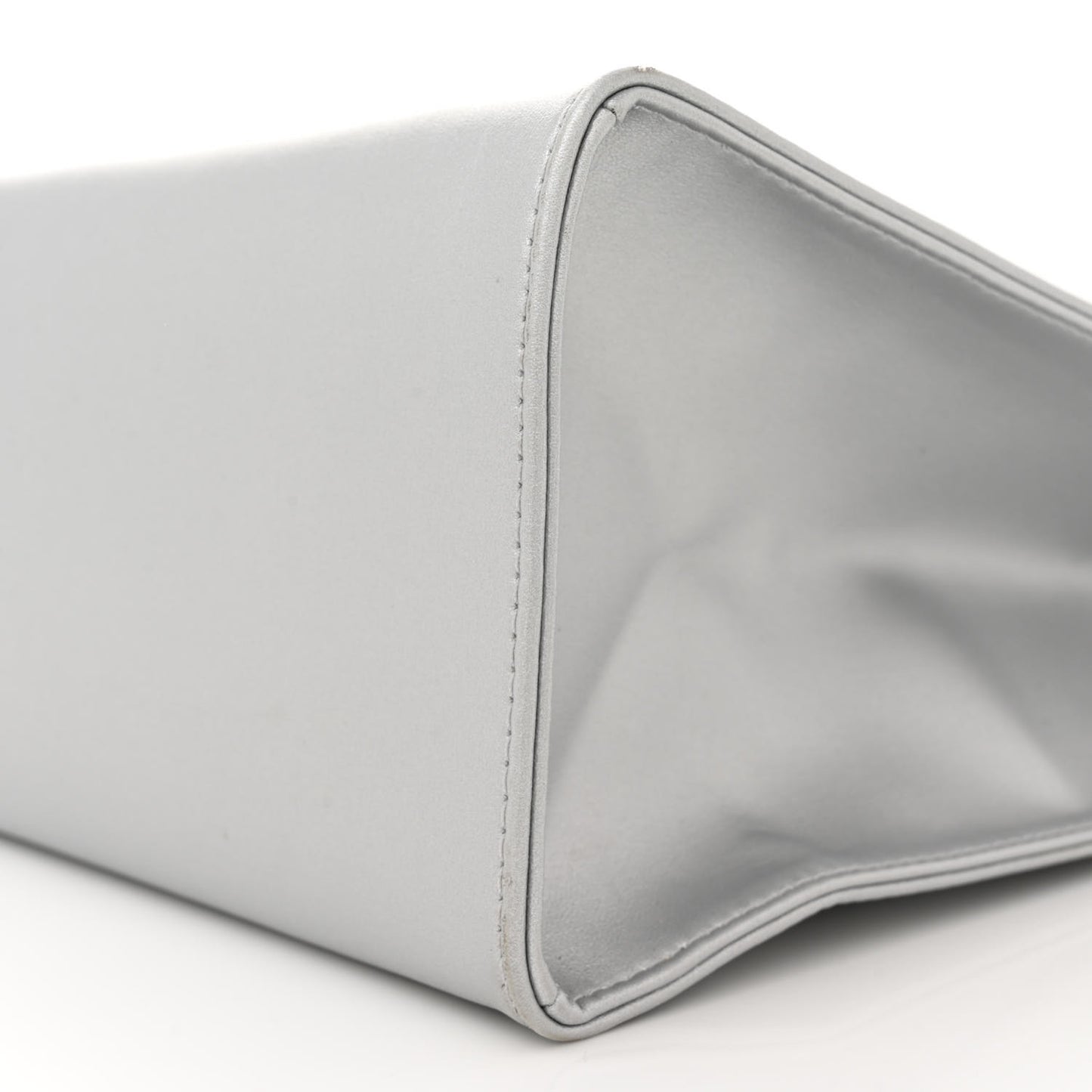 Metallic Vegan Leather Medium Shopping Bag Silver