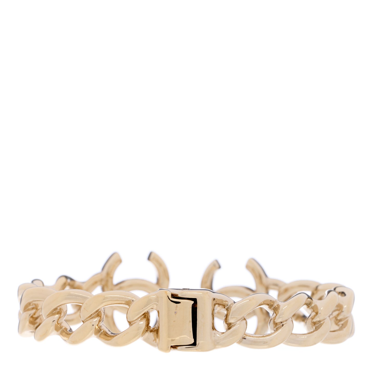 Metal CC Chain Link Cuff Bracelet Gold