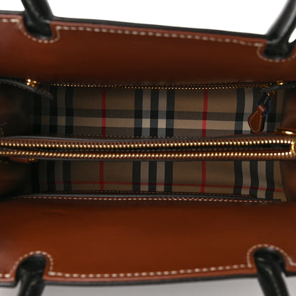 Burberry Calfskin Vintage Check Mini Two Handle Title Bag Black 5 of 6