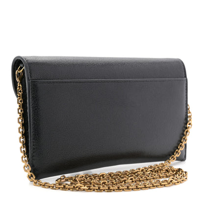 Christian Dior Goatskin Saddle Chain Wallet Pouch Black 4 of 12