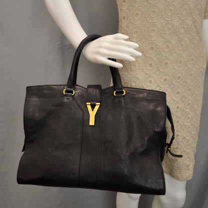 Saint Laurent Leather Large Cabas Chyc Black 2 of 7