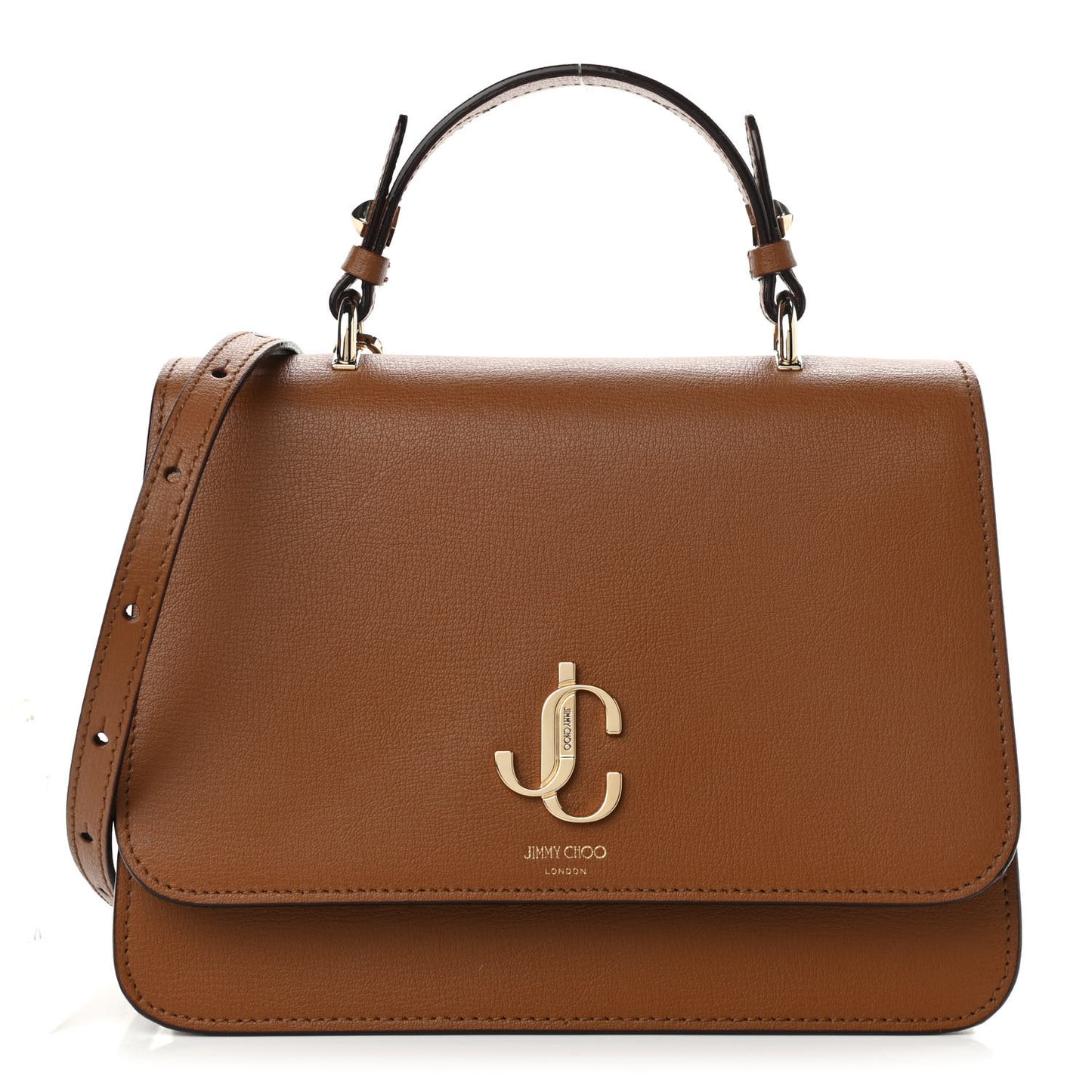 Grainy Calfskin Varenne Top Handle Satchel Tan