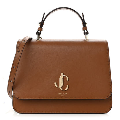 Jimmy Choo Grainy Calfskin Varenne Top Handle Satchel Tan 1 of 9