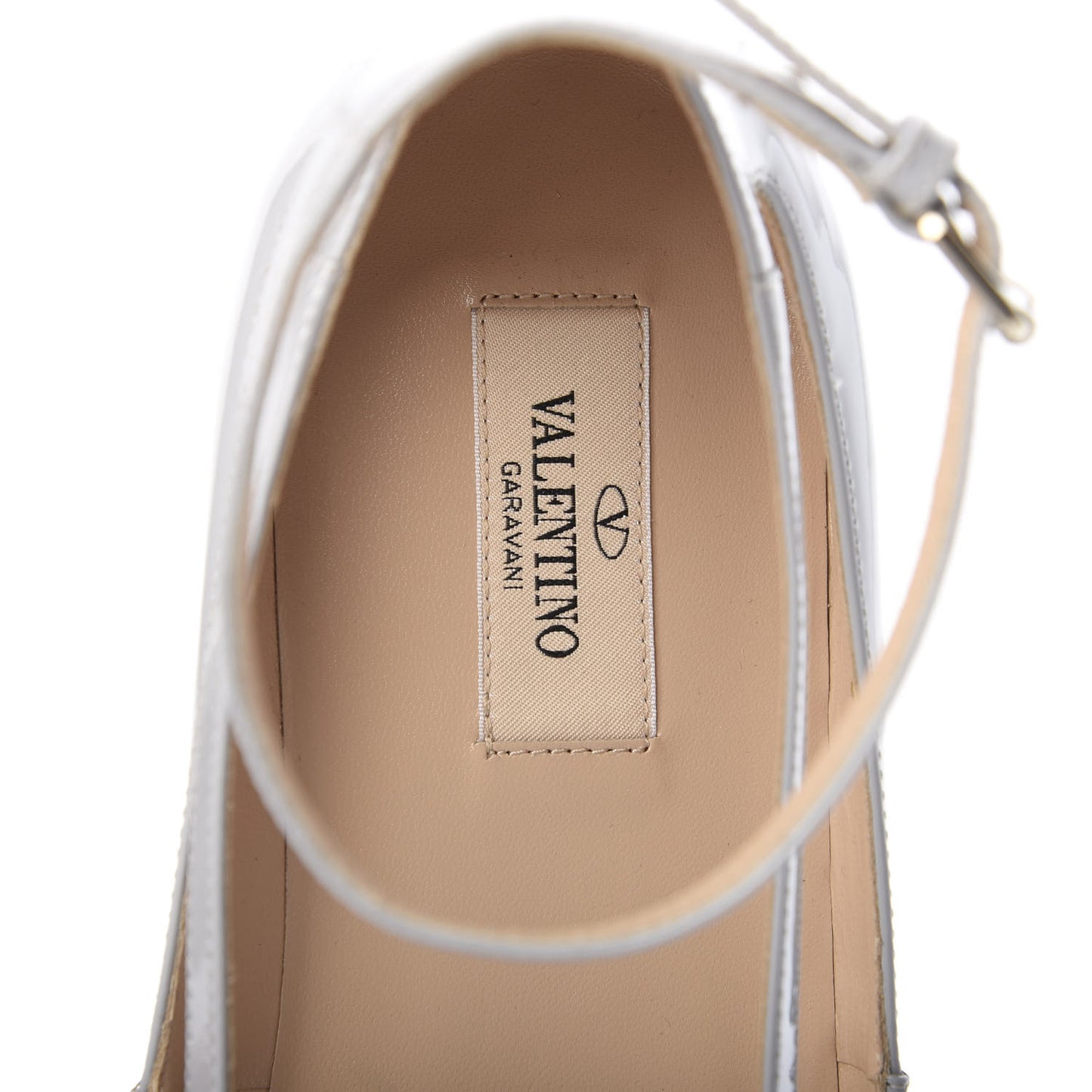 Patent Soul Rockstud Cut Out Ankle Strap Ballet Flats 40.5 Pastel Grey
