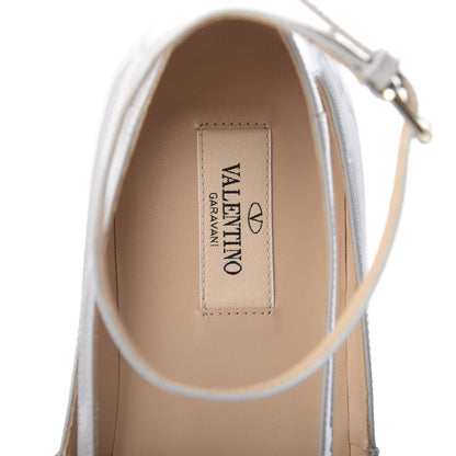 Valentino Garavani Patent Soul Rockstud Cut Out Ankle Strap Ballet Flats 40.5 Pastel Grey 7 of 9