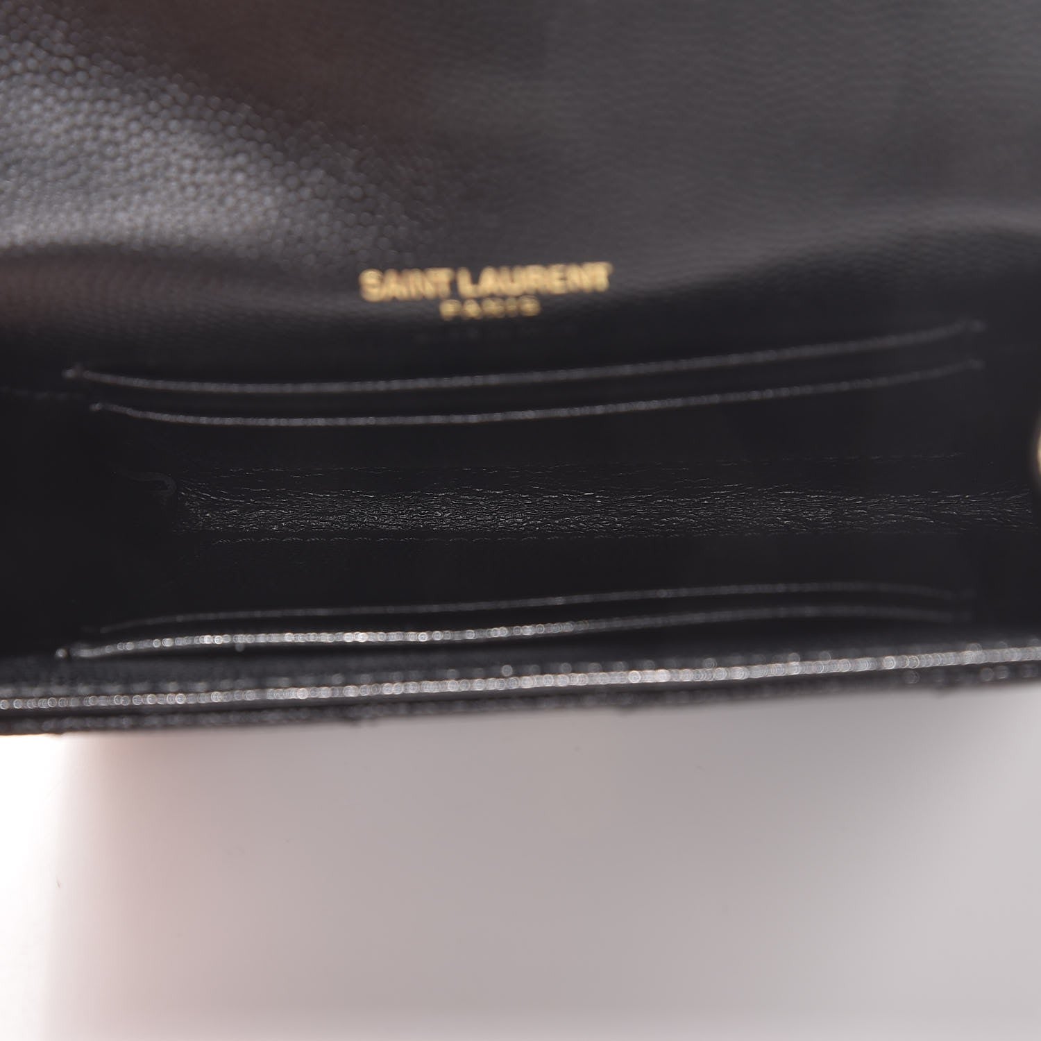 Saint Laurent Grain De Poudre Matelasse Chevron Small Monogram Envelope Wallet Black 5 of 7