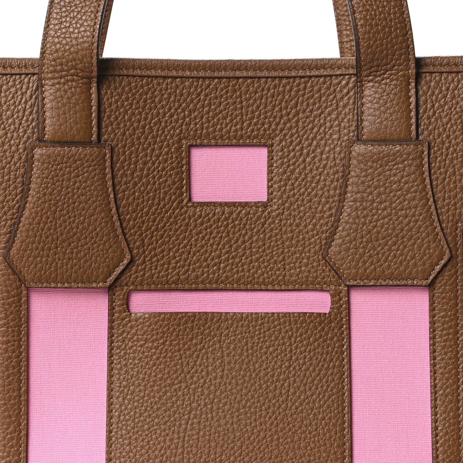 Hermes Canvas Calfskin Petit H Bell Tote Bag Rose Gold 7 of 9